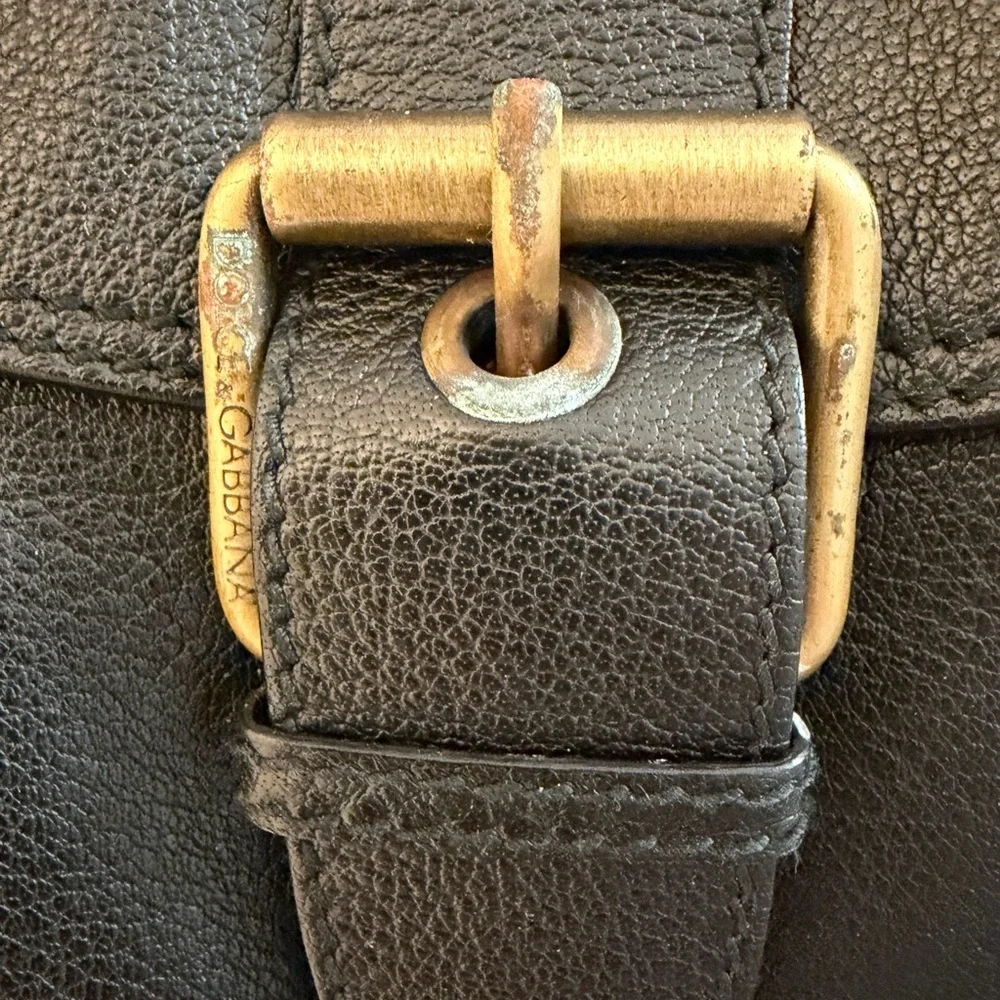 Dolce & Gabbana Black Leather Vintage Messenger Bag